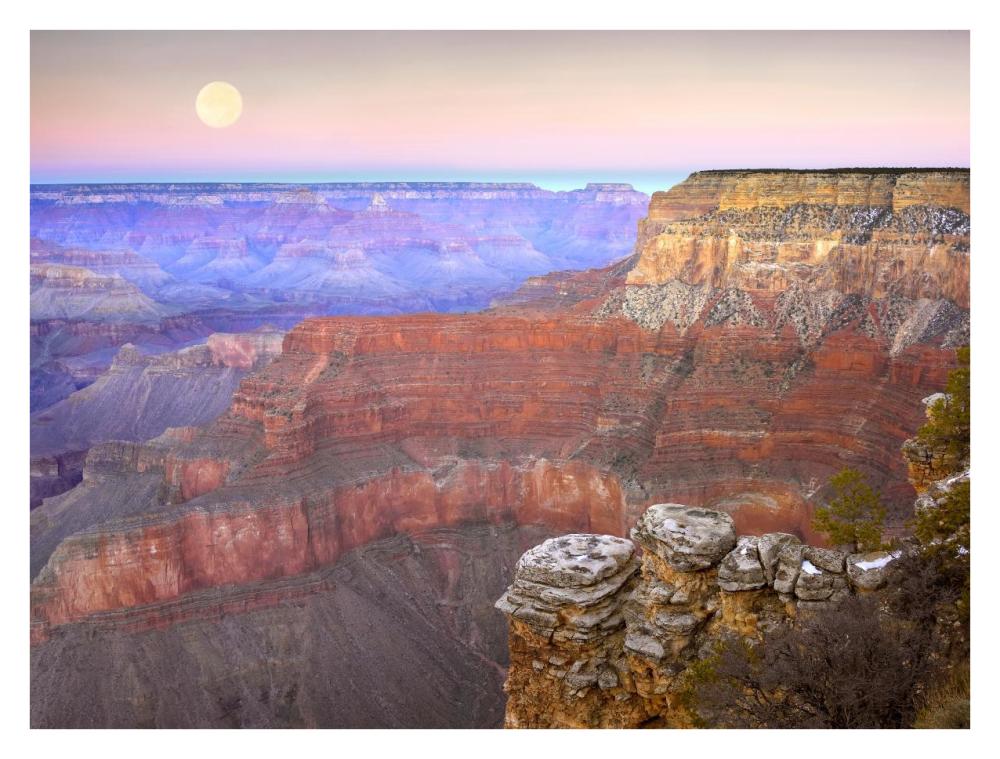 Full Moon Over The Grand Canyon At Sunset As Seen From Pima Point, Grand Canyon National Park, Arizona-Paper Art-34X26
