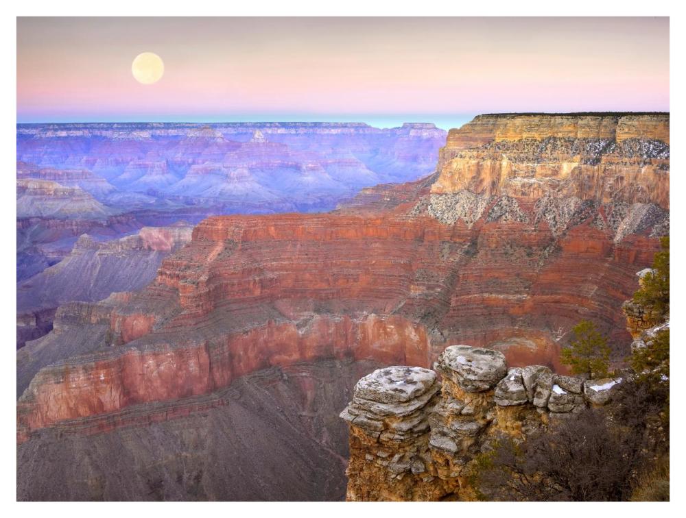 Full Moon Over The Grand Canyon At Sunset As Seen From Pima Point, Grand Canyon National Park, Arizona-Paper Art-42X32