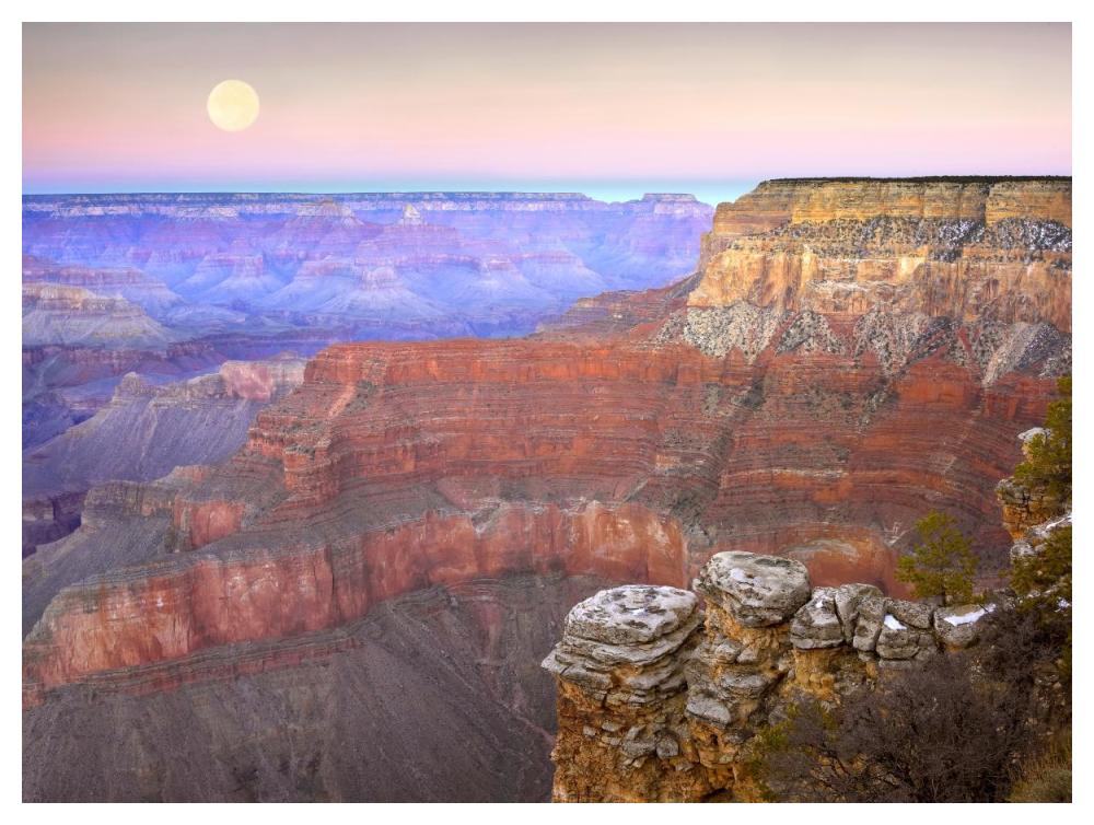 Full Moon Over The Grand Canyon At Sunset As Seen From Pima Point, Grand Canyon National Park, Arizona-Paper Art-50X38