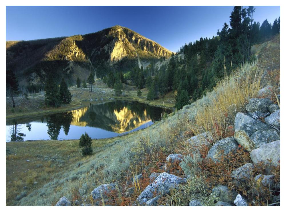 Bunsen Peak, An Ancient Volcano Cone, Reflected In Lake, Near Mammoth, Yellowstone National Park, Wyoming-Paper Art-50X38