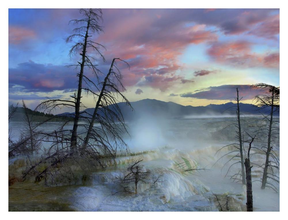 Steam Rising From Travertine Formations, Minerva Terrace, Mammoth Hot Springs, Yellowstone National Park, Wyoming-Paper Art-18
