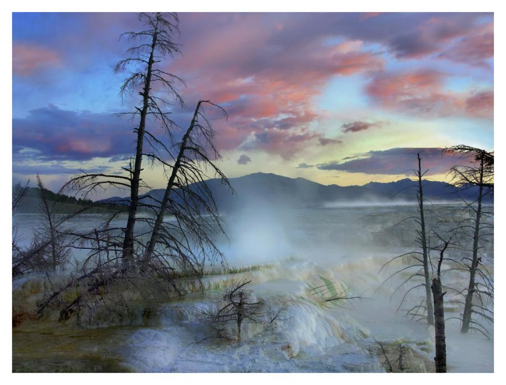 Steam Rising From Travertine Formations, Minerva Terrace, Mammoth Hot Springs, Yellowstone National Park, Wyoming-Paper Art-42