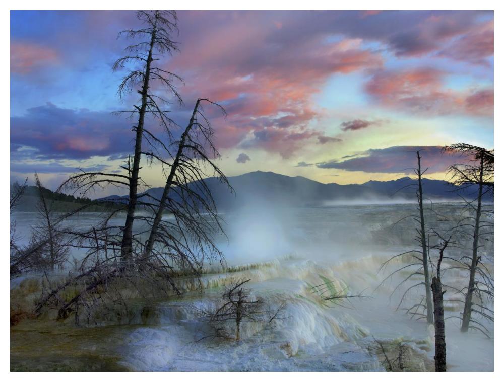 Steam Rising From Travertine Formations, Minerva Terrace, Mammoth Hot Springs, Yellowstone National Park, Wyoming-Paper Art-50