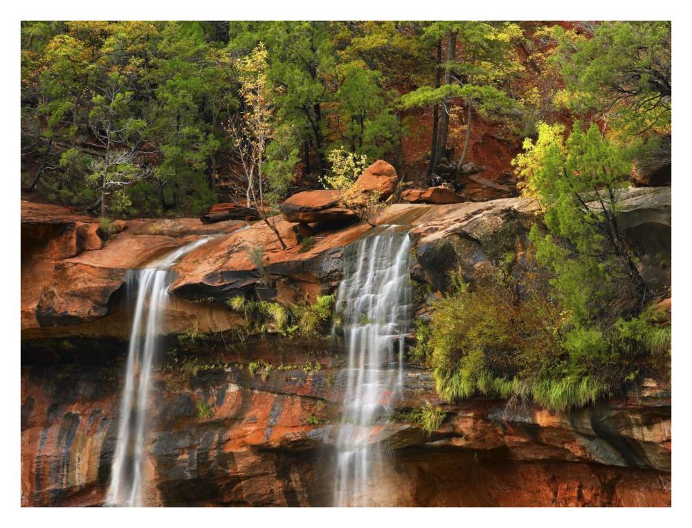 Cascades Tumbling 110 Feet At Emerald Pools, Zion National Park, Utah-Paper Art-34X26