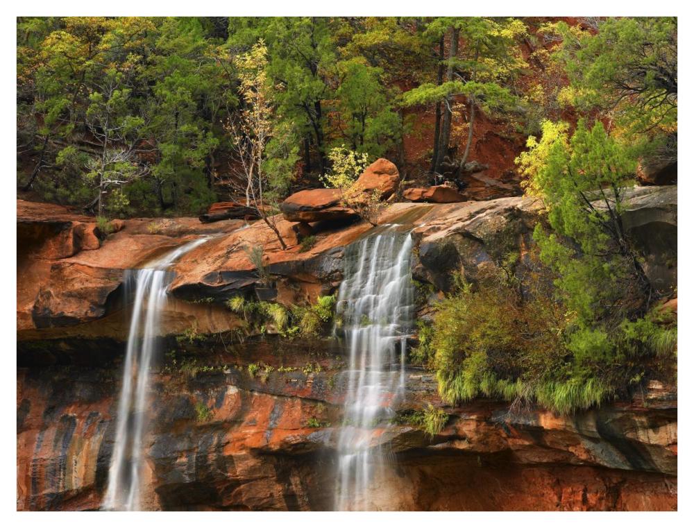 Cascades Tumbling 110 Feet At Emerald Pools, Zion National Park, Utah-Paper Art-42X32