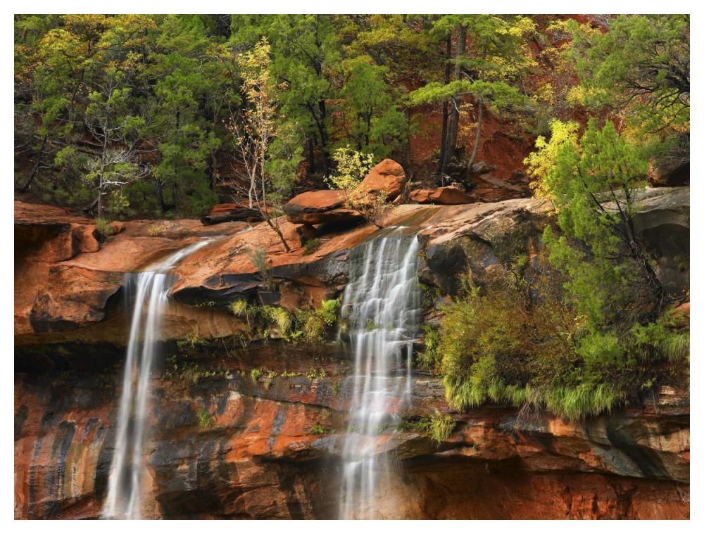 Cascades Tumbling 110 Feet At Emerald Pools, Zion National Park, Utah-Paper Art-50X38