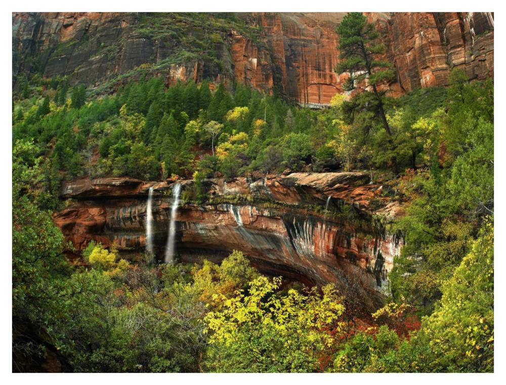 Cascades Tumbling 110 Feet At Emerald Pools, Zion National Park, Utah-Paper Art-42X32