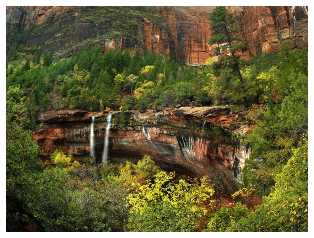 Cascades Tumbling 110 Feet At Emerald Pools, Zion National Park, Utah-Paper Art-50X38