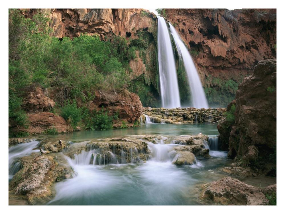 Havasu Creek, Lined With Cottonwood Trees, Havasu Falls, Grand Canyon, Arizona-Paper Art-34X26
