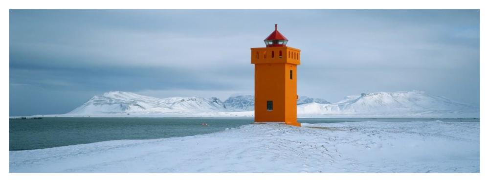 Krossnes Lighthouse, Iceland-Paper Art-56X20
