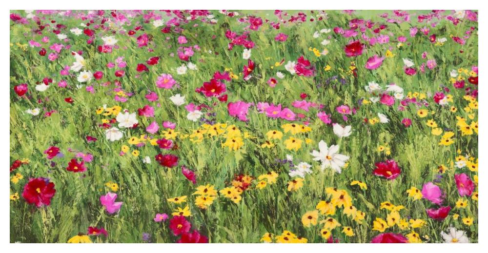 Field Of Flowers-Paper Art-50X26