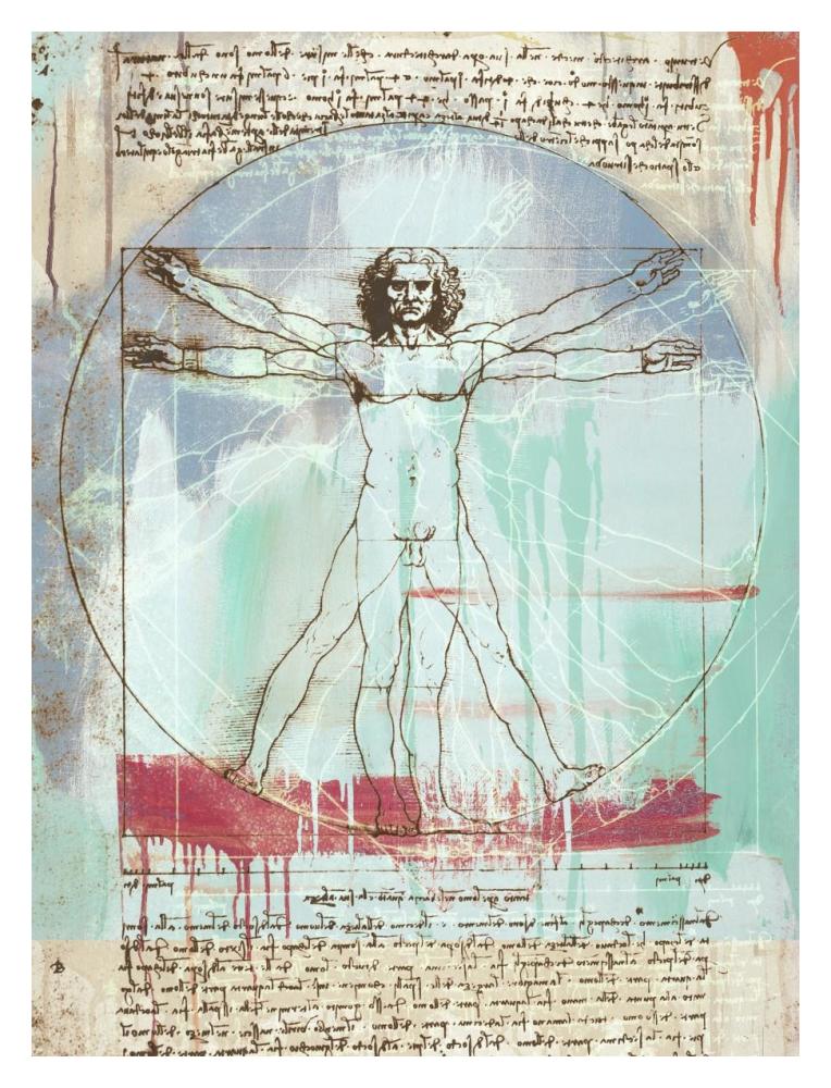 Vitruvian Man 2.0-Paper Art-14X18