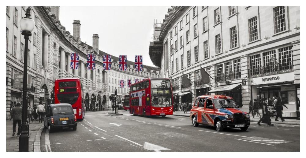 Buses And Taxis In Oxford Street, London-Paper Art-50X26