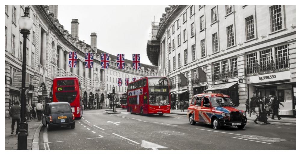 Buses And Taxis In Oxford Street, London-Paper Art-62X32
