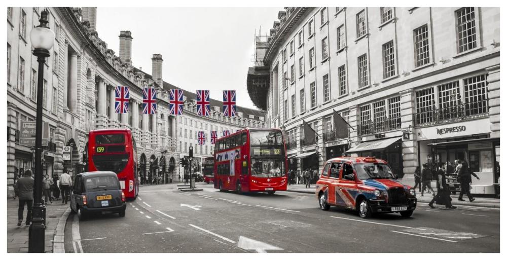 Buses And Taxis In Oxford Street, London-Paper Art-74X38