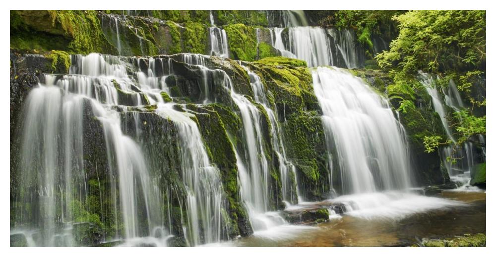 Waterfall Purakaunui Falls, New Zealand-Paper Art-50X26