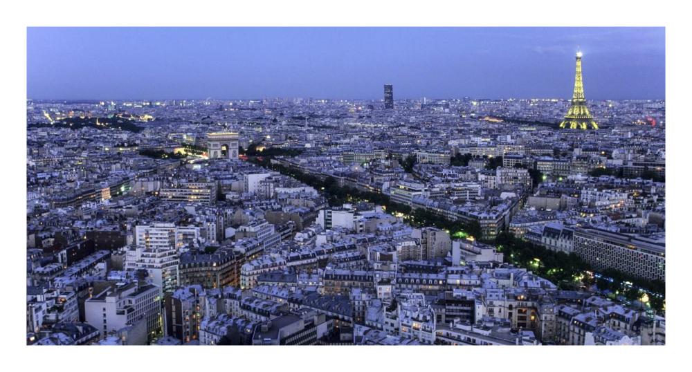 Aerial View Of Paris At Dusk-Paper Art-26X14