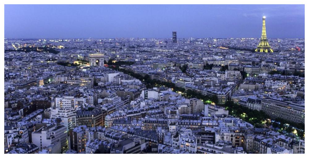 Aerial View Of Paris At Dusk-Paper Art-74X38
