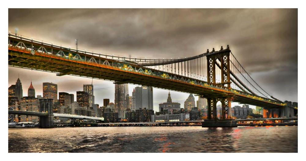 Manhattan Bridge And New York City Skyline, Nyc-Paper Art-38X20