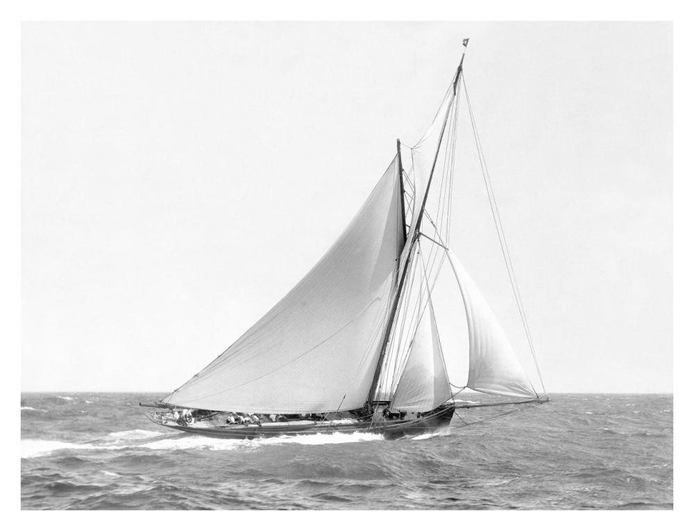 Cutter Sailing On The Ocean, 1910-Paper Art-34X26