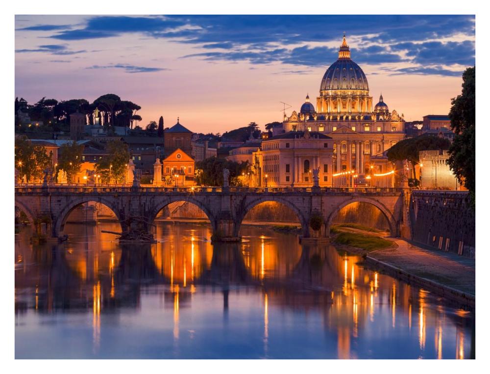 Night View At St. Peter'S Cathedral, Rome-Paper Art-34X26