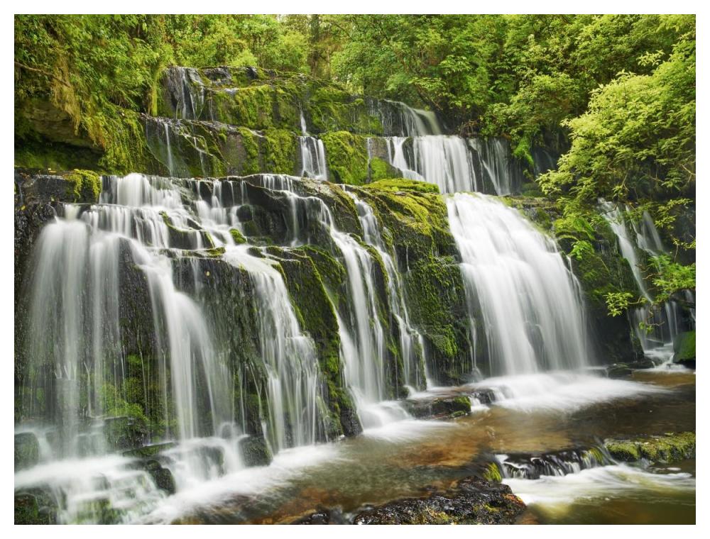 Waterfall Purakaunui Falls, New Zealand-Paper Art-50X38