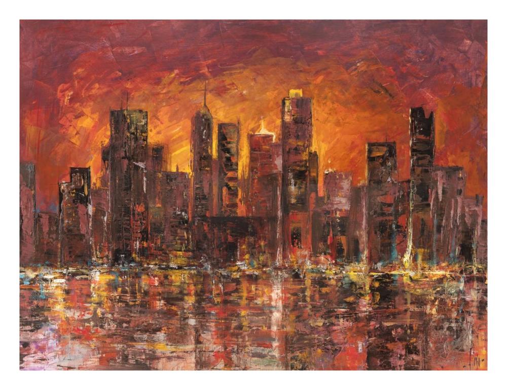 Sunset In New York-Paper Art-26X20