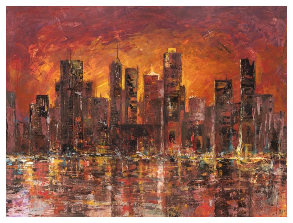Sunset In New York-Paper Art-50X38