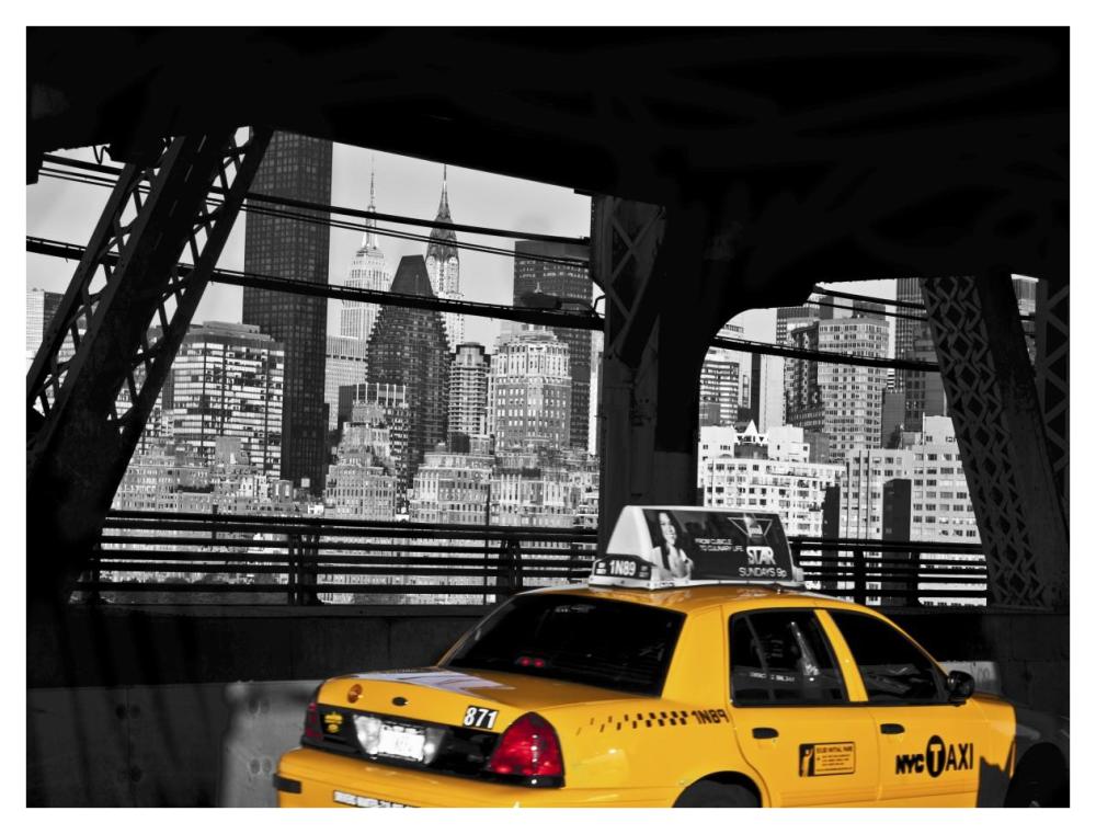 Taxi On The Queensboro Bridge, Nyc-Paper Art-42X32