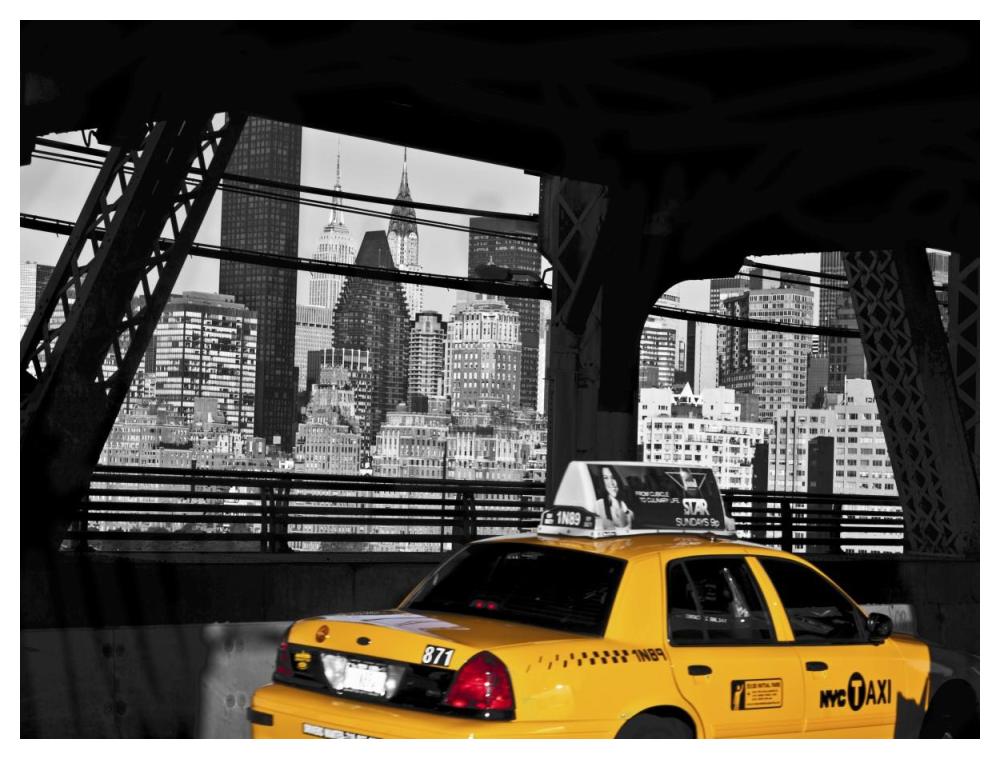 Taxi On The Queensboro Bridge, Nyc-Paper Art-50X38