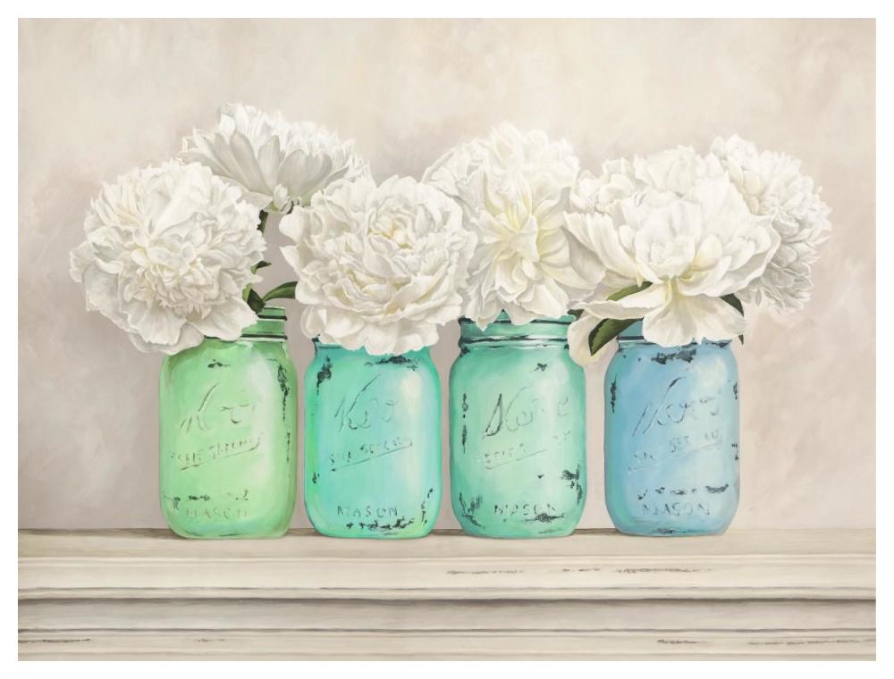Peonies In Mason Jars-Paper Art-50X38
