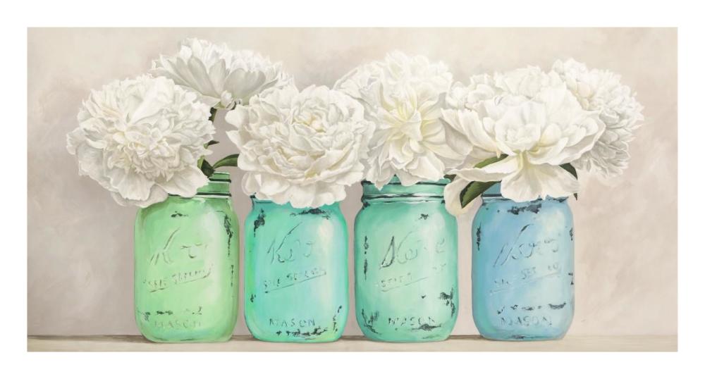 Peonies In Mason Jars (Detail)-Paper Art-26X14
