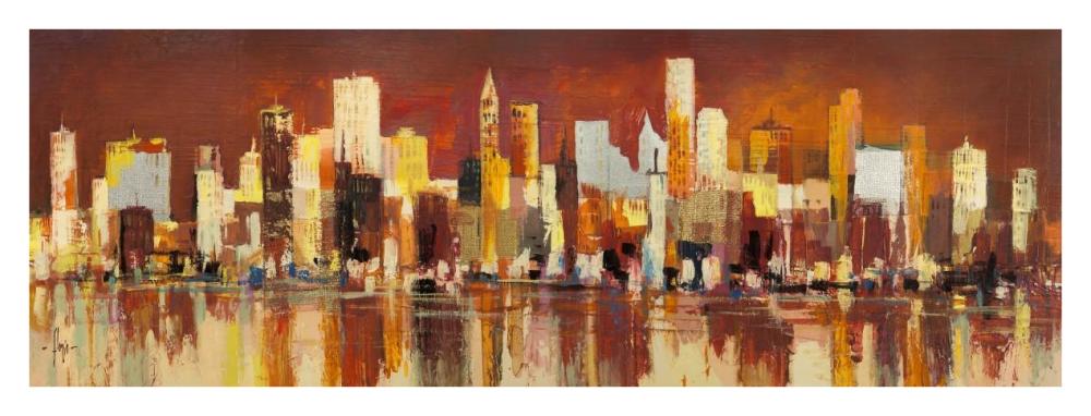Manhattan Al Tramonto-Paper Art-38X14
