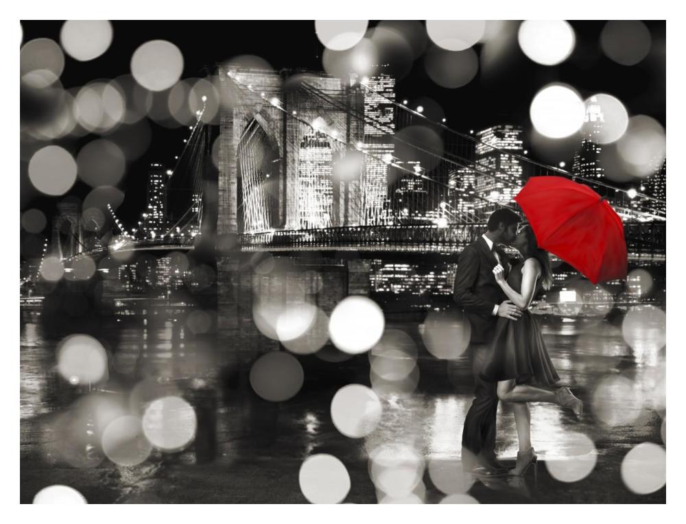 A Kiss In The Night (Bw)-Paper Art-18X14