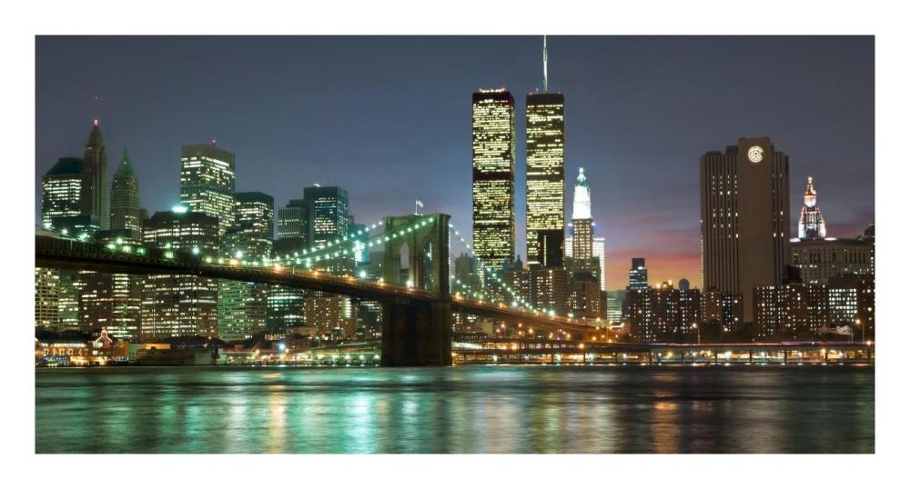 The Brooklyn Bridge And Twin Towers At Night-Paper Art-26X14