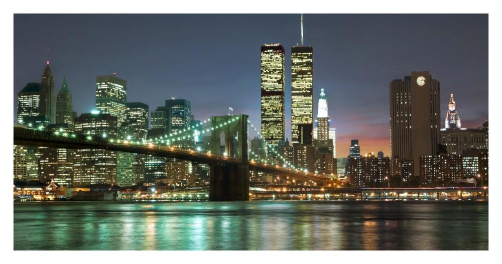 The Brooklyn Bridge And Twin Towers At Night-Paper Art-38X20