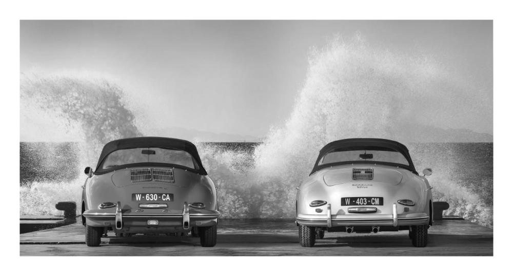 Ocean Waves Breaking On Vintage Beauties (Bw)-Paper Art-26X14
