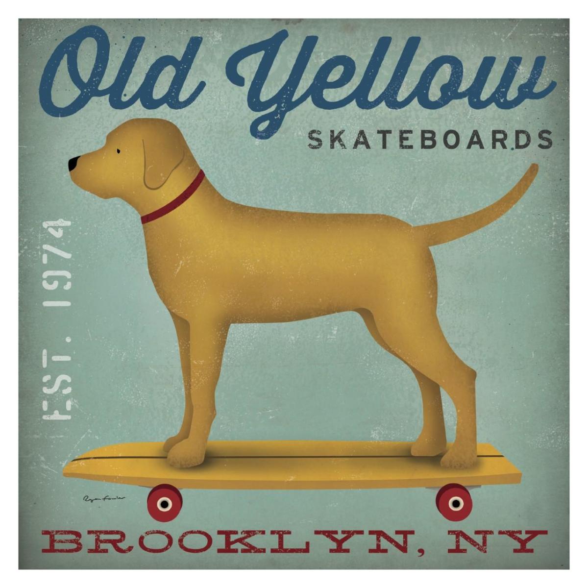 Golden Dog On Skateboard -Paper Art-32X32
