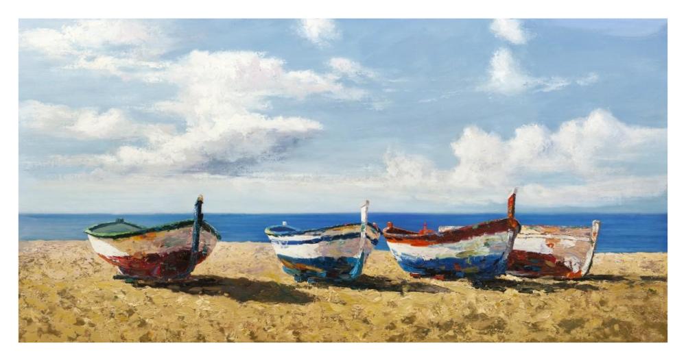 Boats On The Beach-Paper Art-38X20
