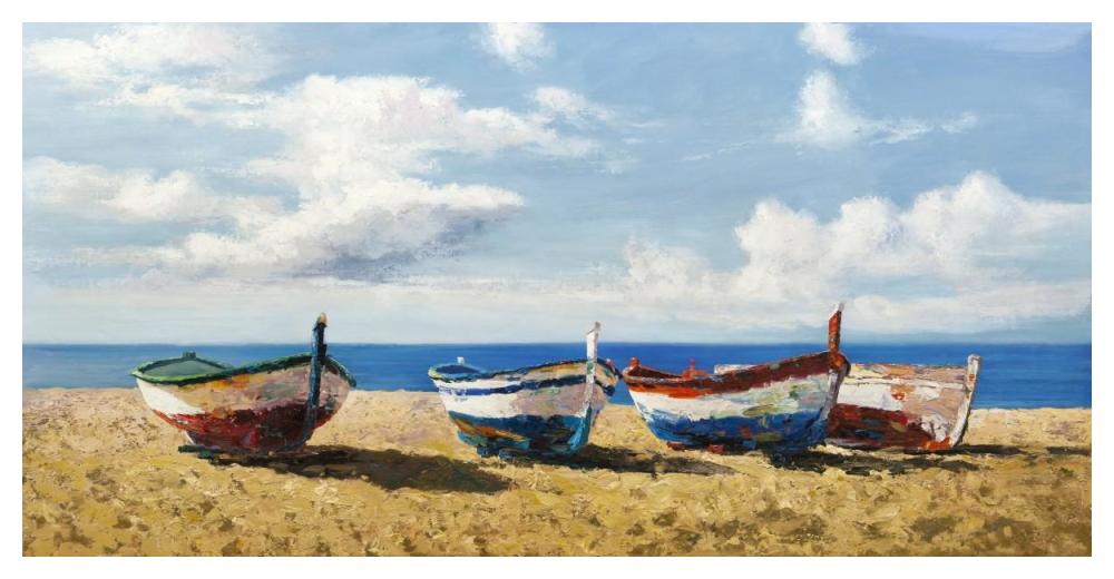 Boats On The Beach-Paper Art-50X26