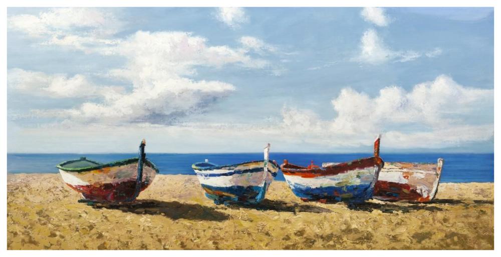 Boats On The Beach-Paper Art-74X38