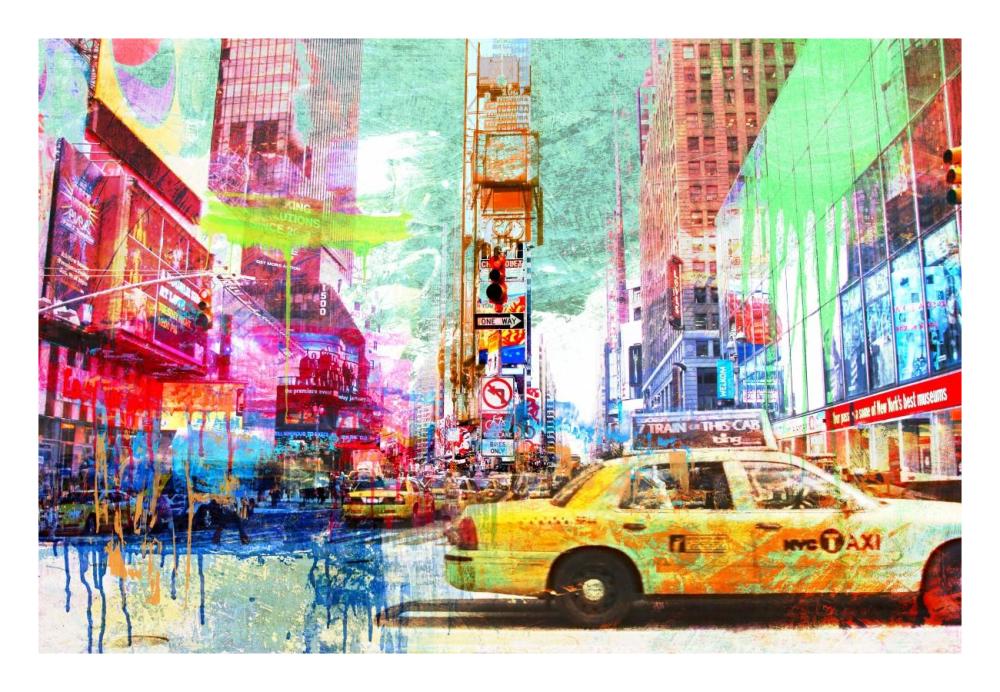 Taxis In Times Square 2.0-Paper Art-26X18