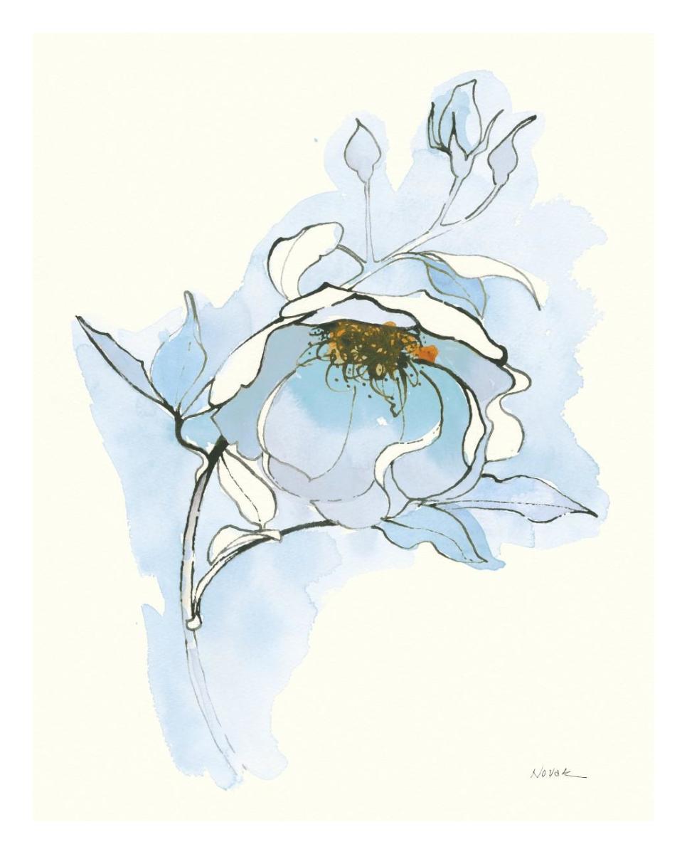 Carols Roses V Blue -Paper Art-22X26