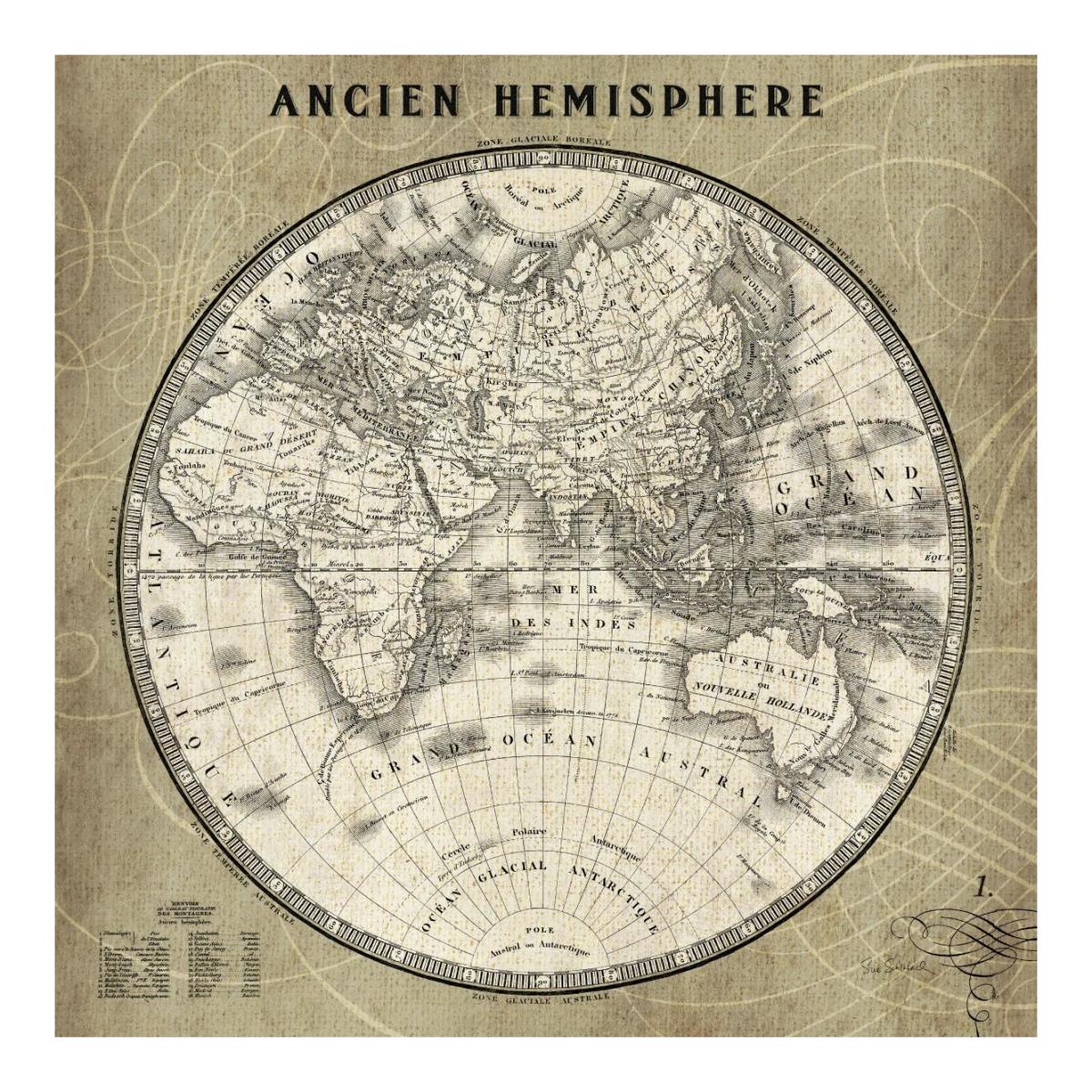 French World Map Ii -Paper Art-20X20