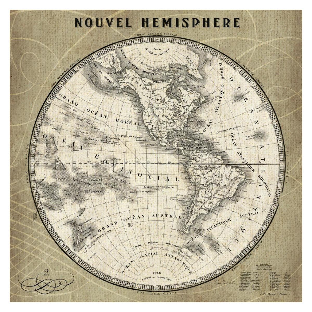 French World Map Iii -Paper Art-32X32