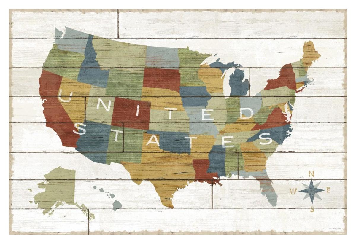 Barnboard Map Working -Paper Art-20X14
