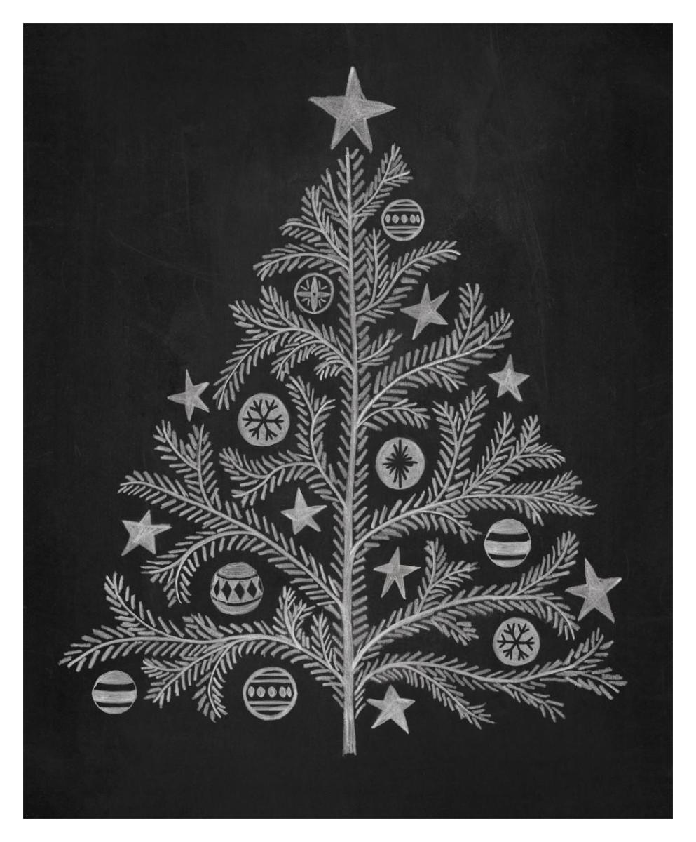Chalkboard Holiday Trees Ii -Paper Art-30X37
