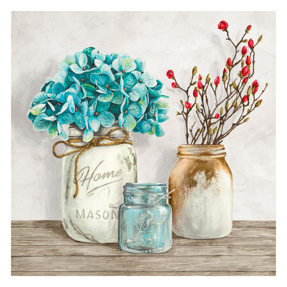 Floral Composition With Mason Jars I-Paper Art-26X26