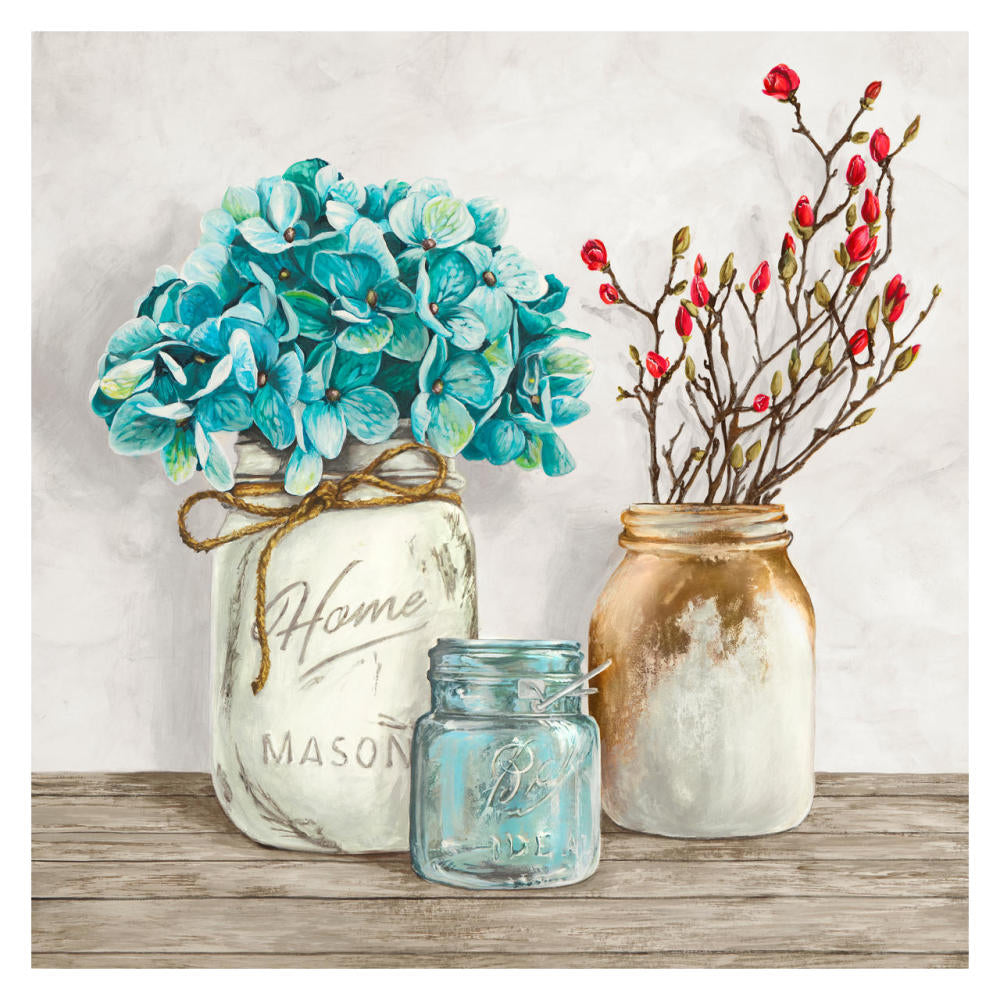 Floral Composition With Mason Jars I-Paper Art-32X32