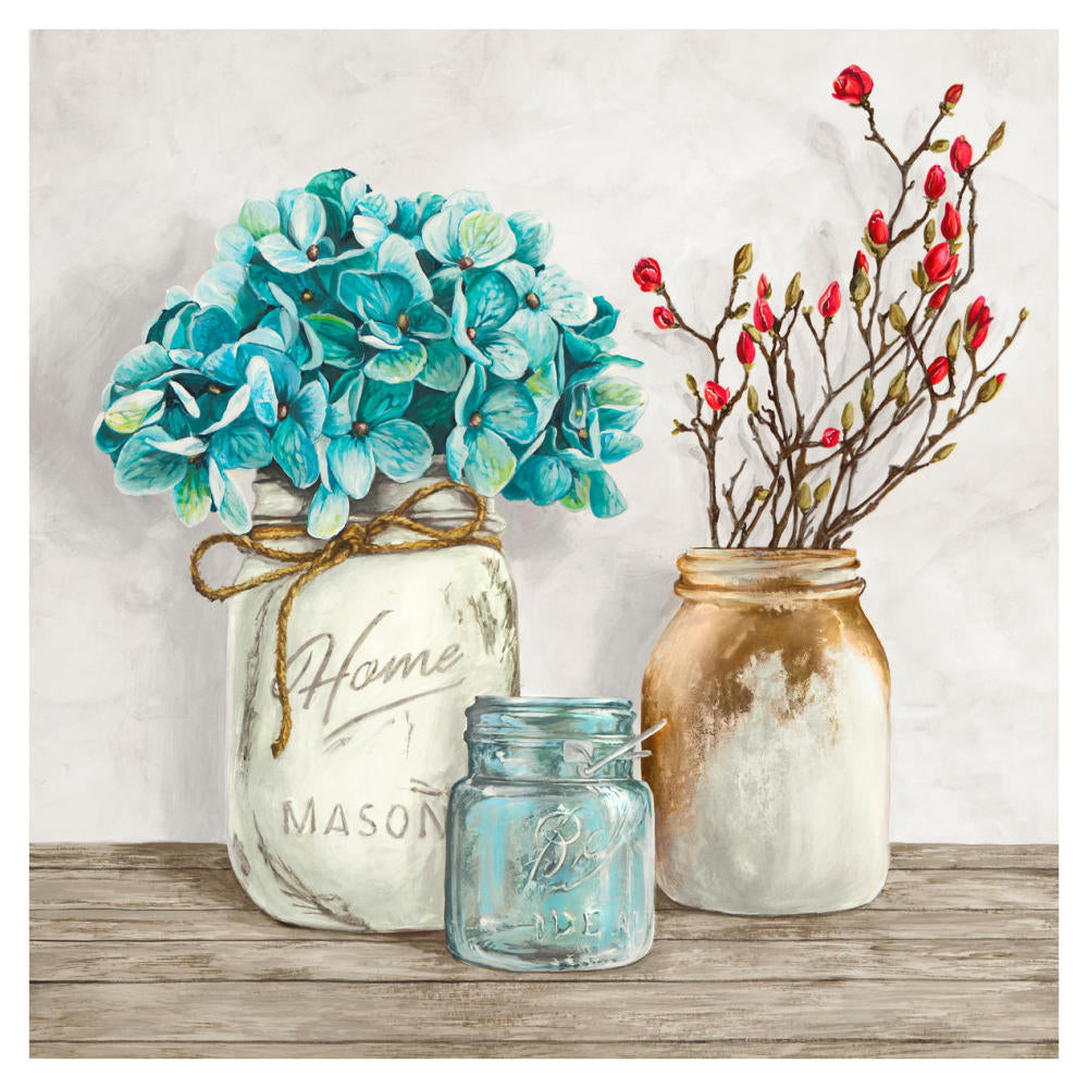 Floral Composition With Mason Jars I-Paper Art-38X38